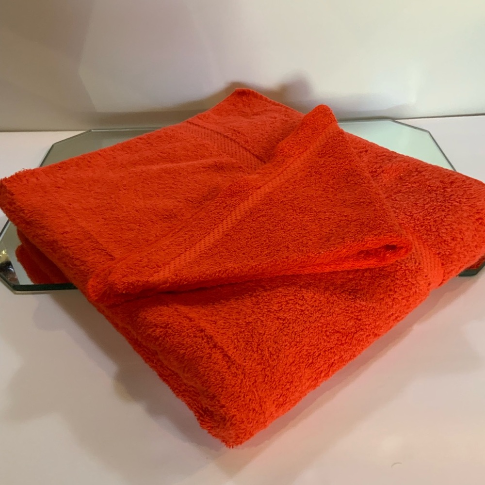 Vintage Fieldcrest Bath Towel and Washcloth Vibrant Orange Towel Set USA